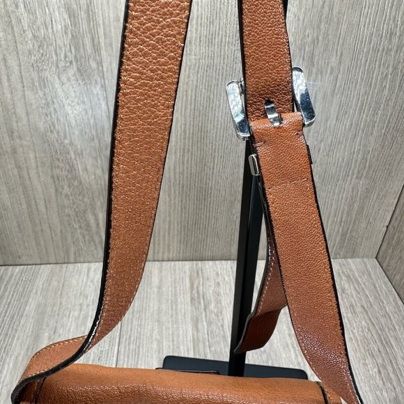 Michael Kors Crossbody Bag Womens Monogram Lining Flap Adjustable Leather Brown - Picture 12 of 14